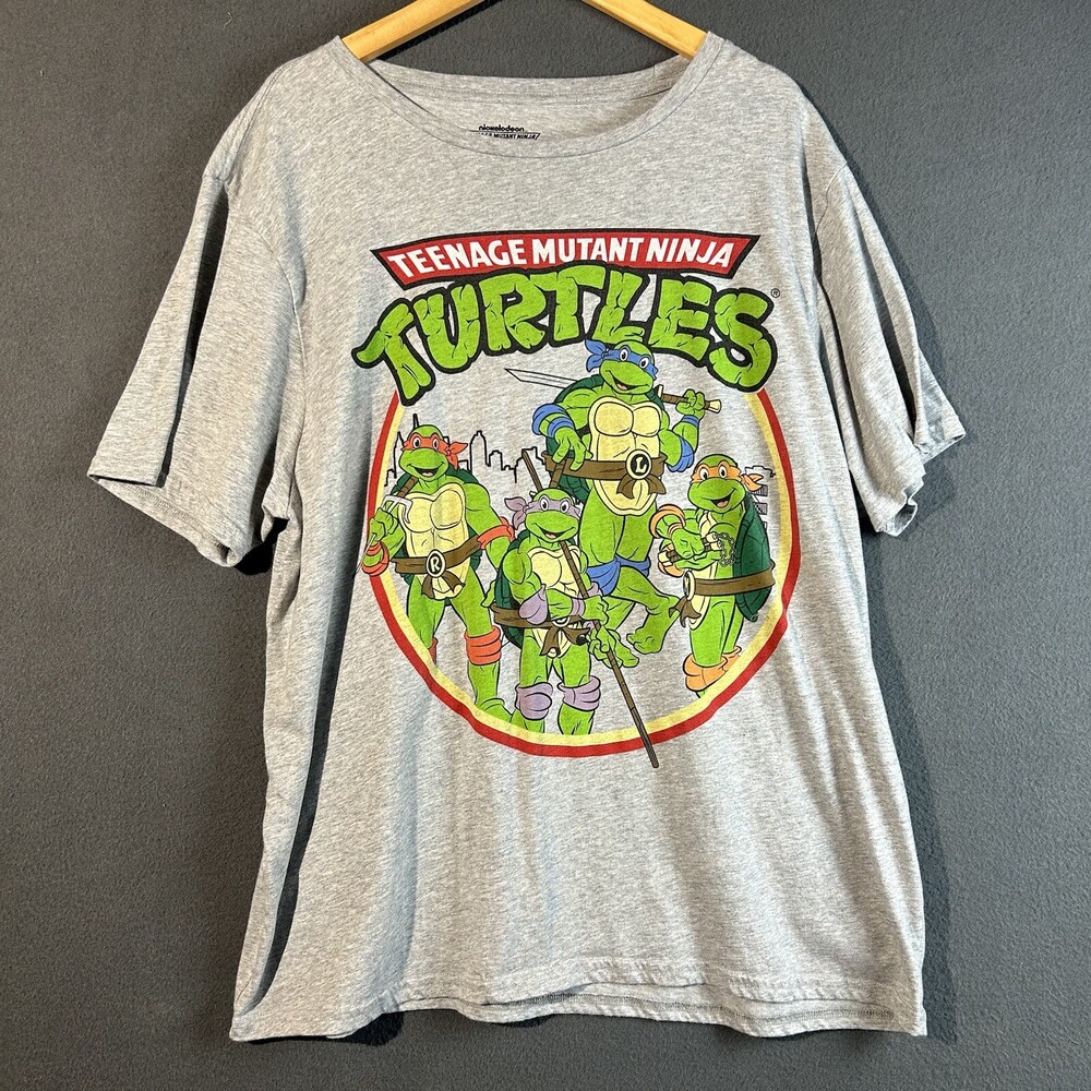 Teenage Mutant Ninja Turtles Men's Gray Short Sleeve Crew Graphic T-Shirt: 2XL
